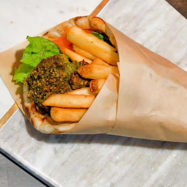 Vegan Falafel Pita Wrap.